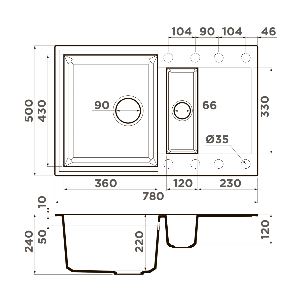 Мойка кухонная Omoikiri Sakaime 78-2 EV 4993200 Tetogranit, эверест