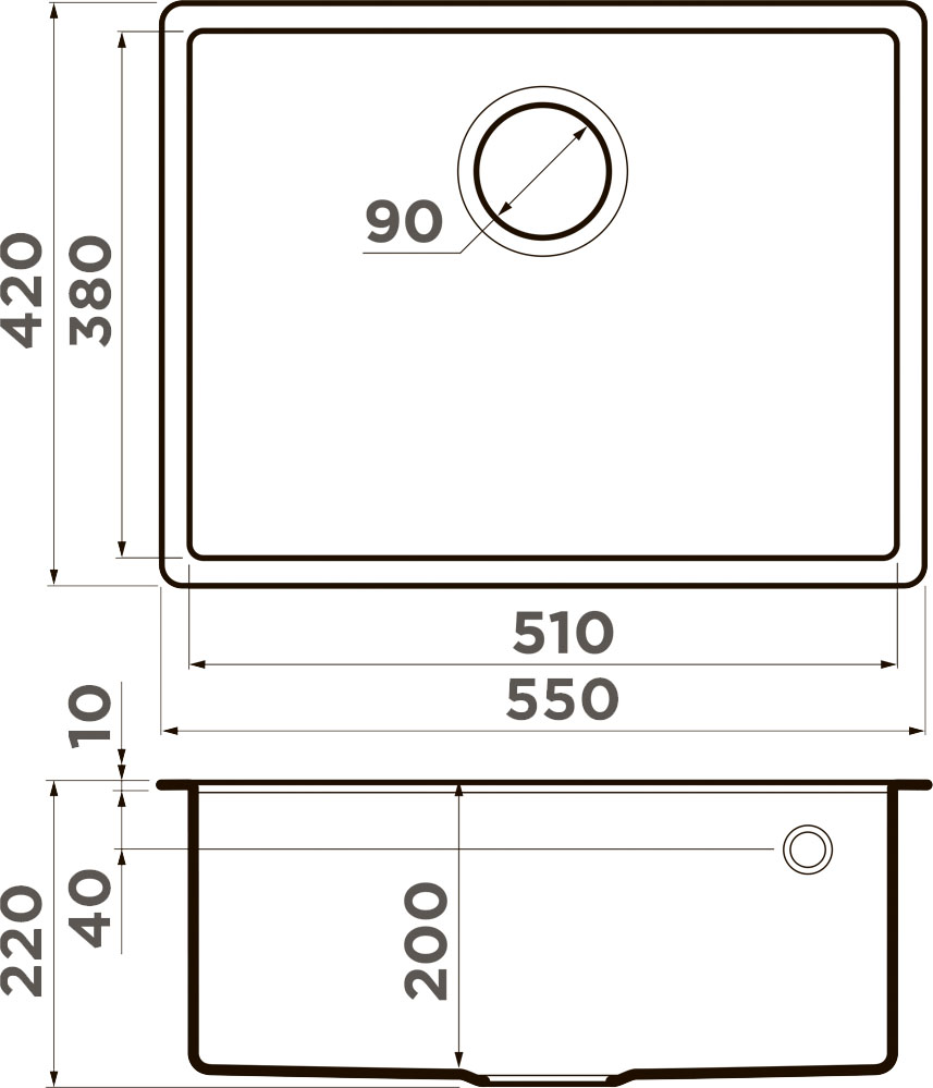 Мойка кухонная Omoikiri Tedori 54-U ES 4997235 Tetogranit, espresso