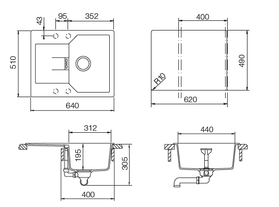 Мойка кухонная Schock Manhattan 40D 700578 Cristalite, альпина