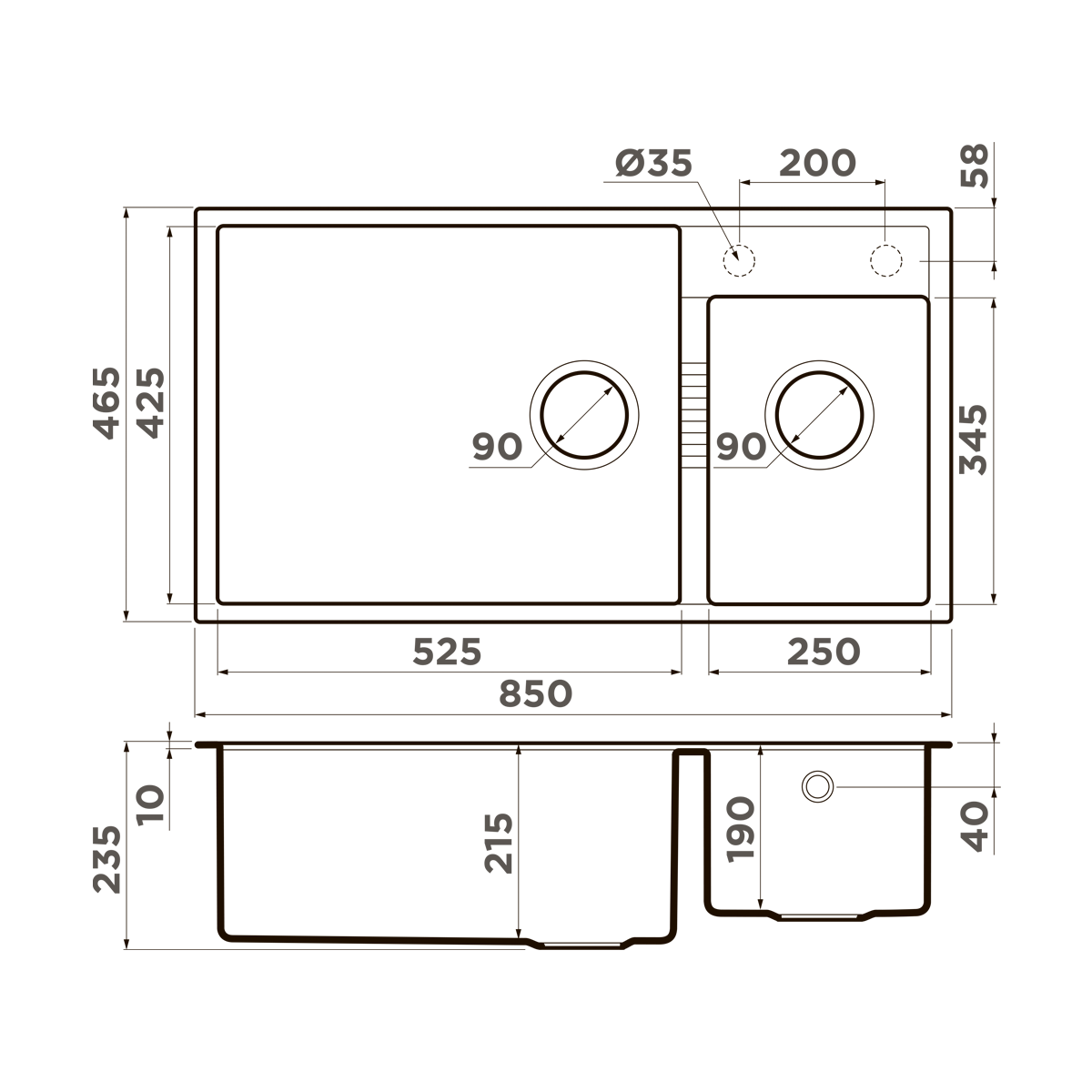 Мойка кухонная Omoikiri Tedori 85-2-U SA 4993942 Tetogranit, бежевый