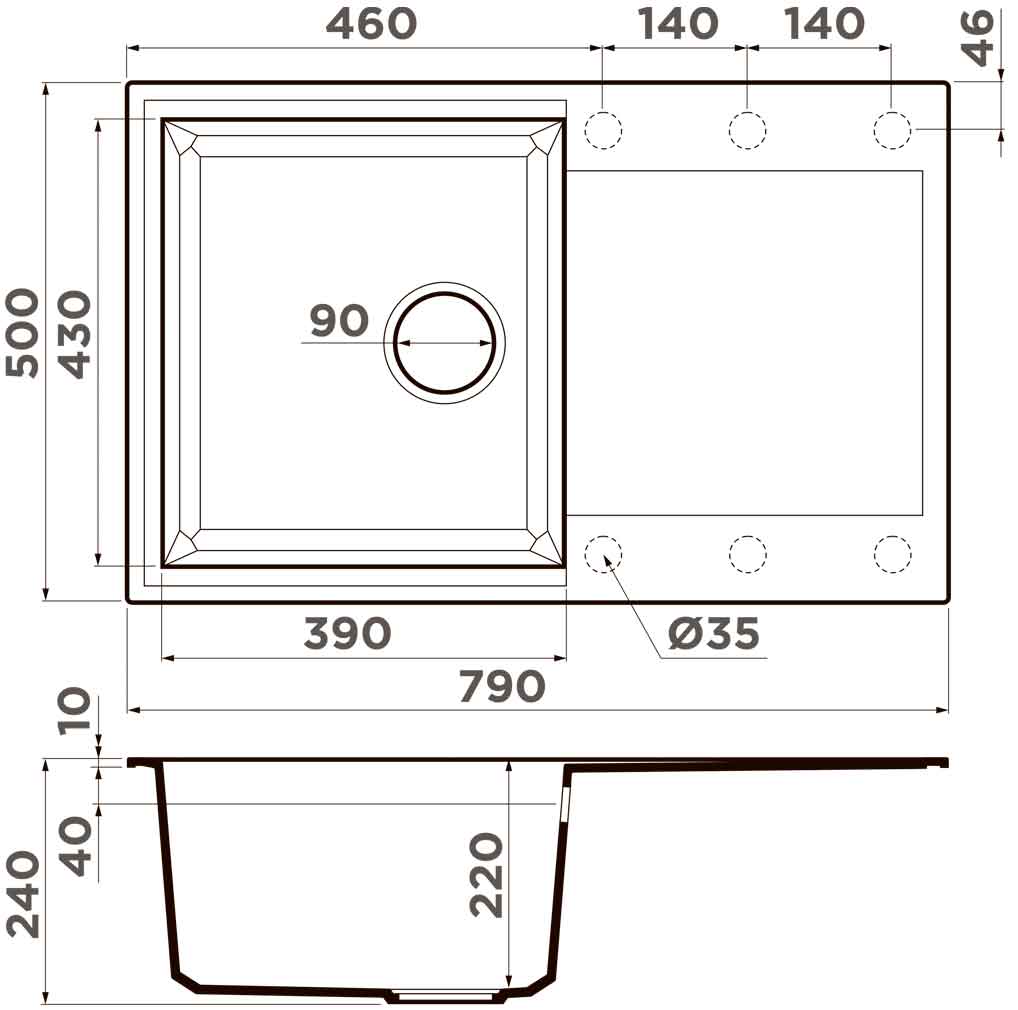 Мойка кухонная Omoikiri Sakaime 79 ES 4997227 Tetogranit, espresso