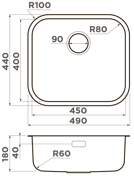 Мойка кухонная Omoikiri Omi 49-U/I AB 4993067 из нержавеющей стали, античная латунь