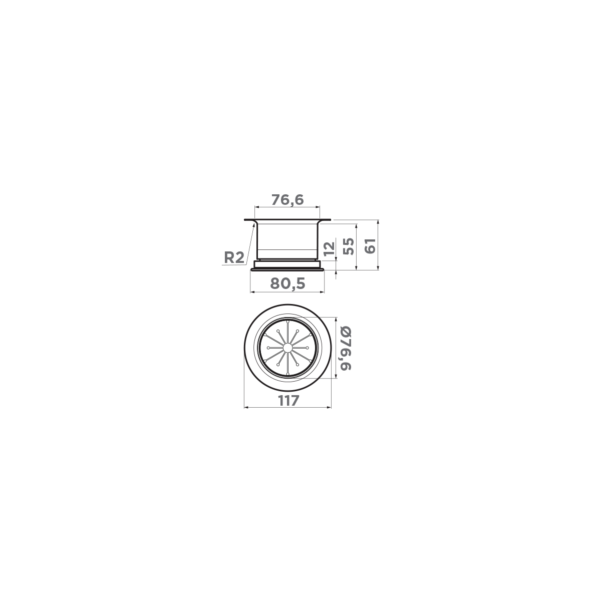 Сменная горловина Nagare Omoikiri NA-04 GM 4956725 для измельчителя, вороненая сталь