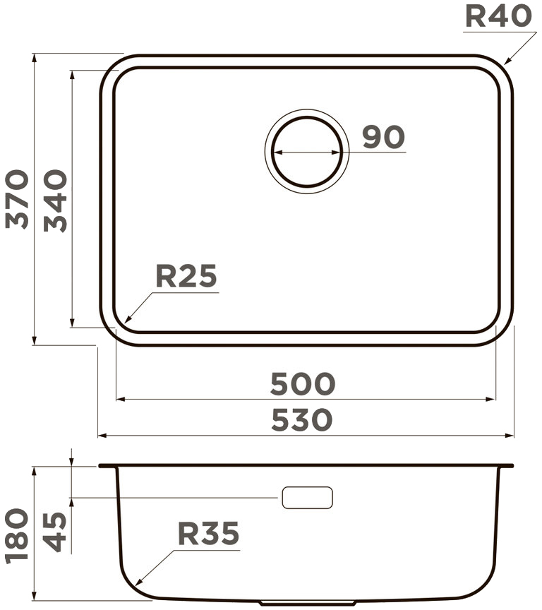 Мойка кухонная Omoikiri Omi 53-U/I Ultra Mini IN 4997405 из нержавеющей стали, нержавеющая сталь
