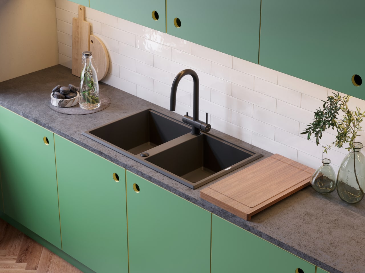 Мойка кухонная Omoikiri Tedori 86-2 BL 4993924 Tetogranit, черный
