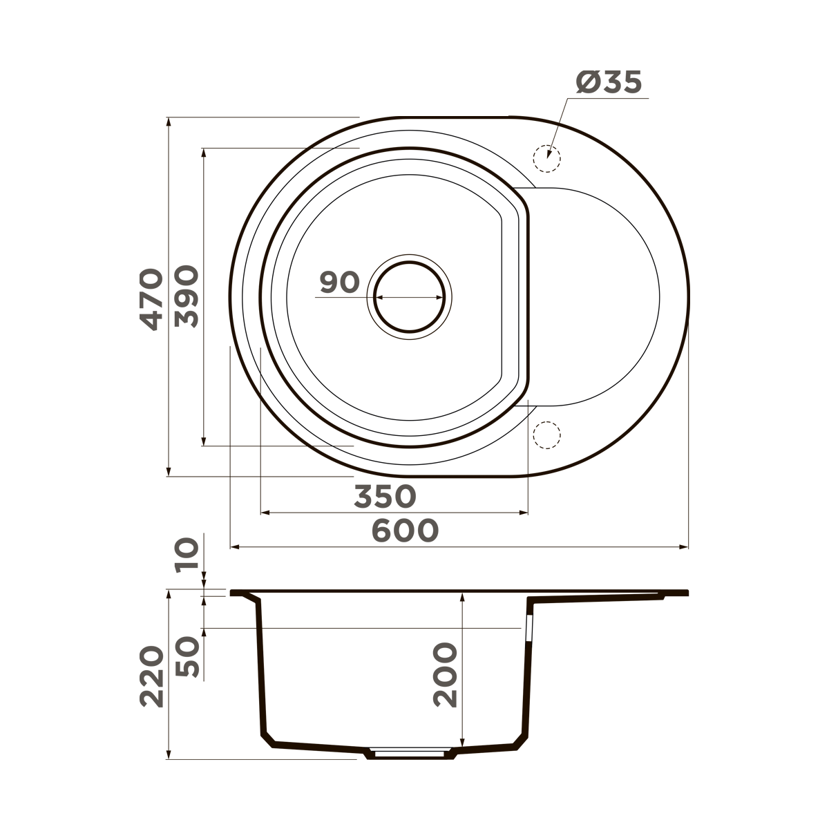 Мойка кухонная Omoikiri Sakaime 60E BL 4993120 Tetogranit, черный