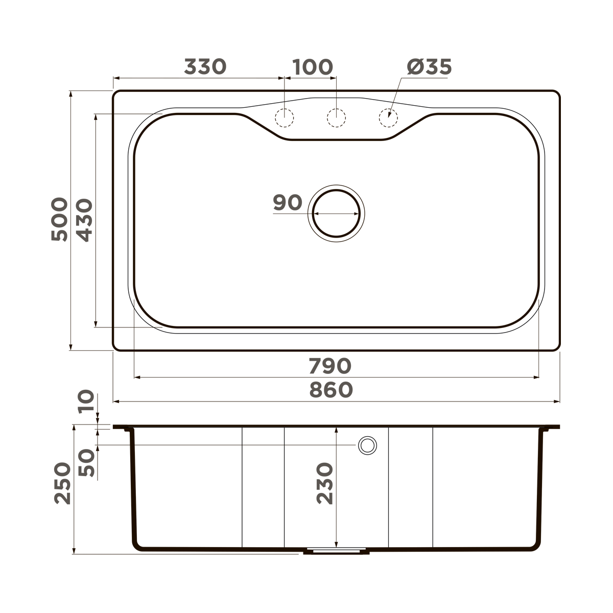 Мойка кухонная Omoikiri Maru 86 DC 4993214 Tetogranit, темный шоколад