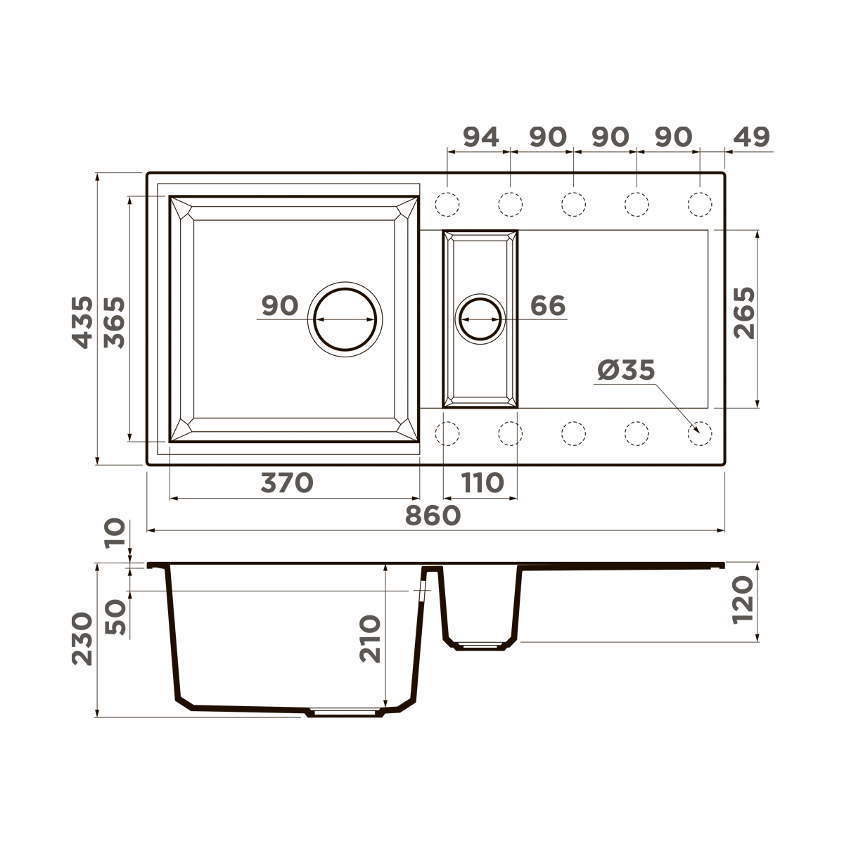 Мойка кухонная Omoikiri Sakaime 86-2 EV 4993204 Tetogranit, эверест