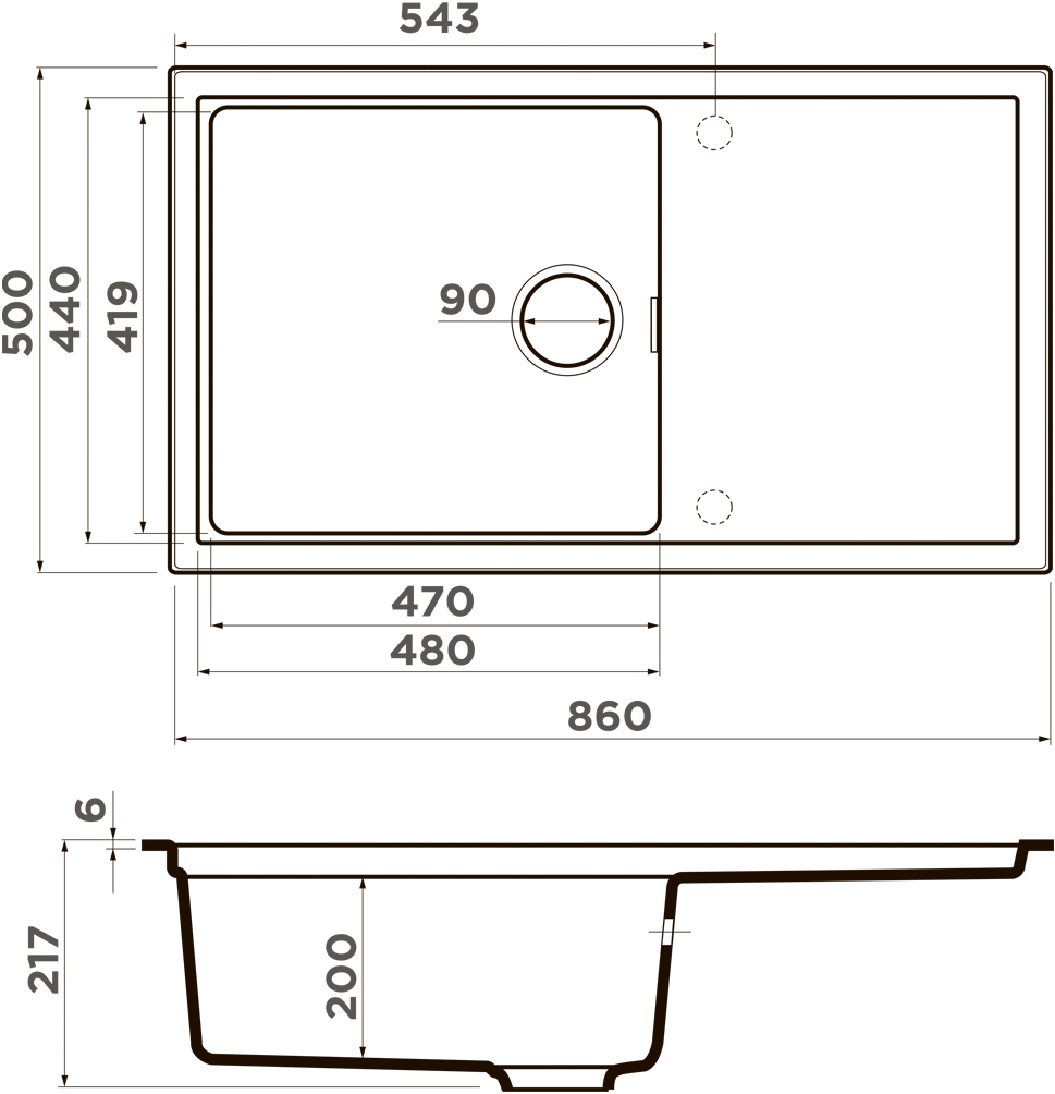 Мойка кухонная Omoikiri Sintesi 86 GB 4997130 Artceramic, графит