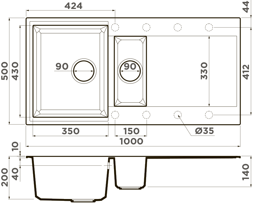Мойка кухонная Omoikiri Sakaime 100-2 ES 4997219 Tetogranit, espresso