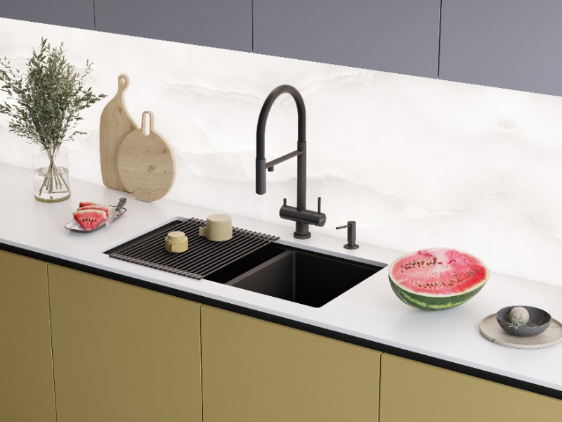 Мойка кухонная Omoikiri Taki 85-2-LB-U/IF Side GB 4997039 из нержавеющей стали, графит