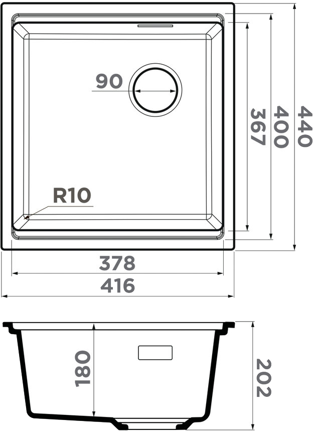 Мойка кухонная Omoikiri Yoru 42-U Side BL 4997338 Artgranit, черный