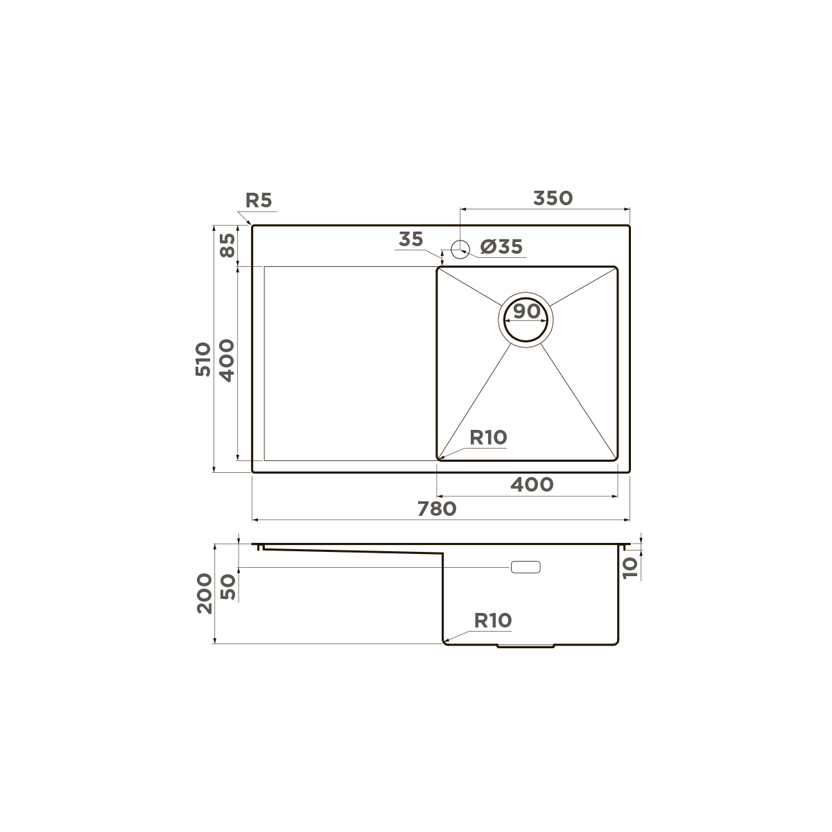 Мойка кухонная Omoikiri Akisame 78 R LG 4973086 из нержавеющей стали, светлое золото