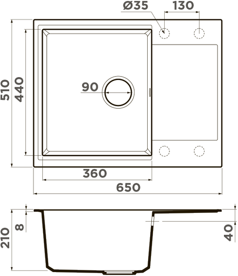 Мойка кухонная Omoikiri Daisen 65T WH 4993514 Tetogranit, белый