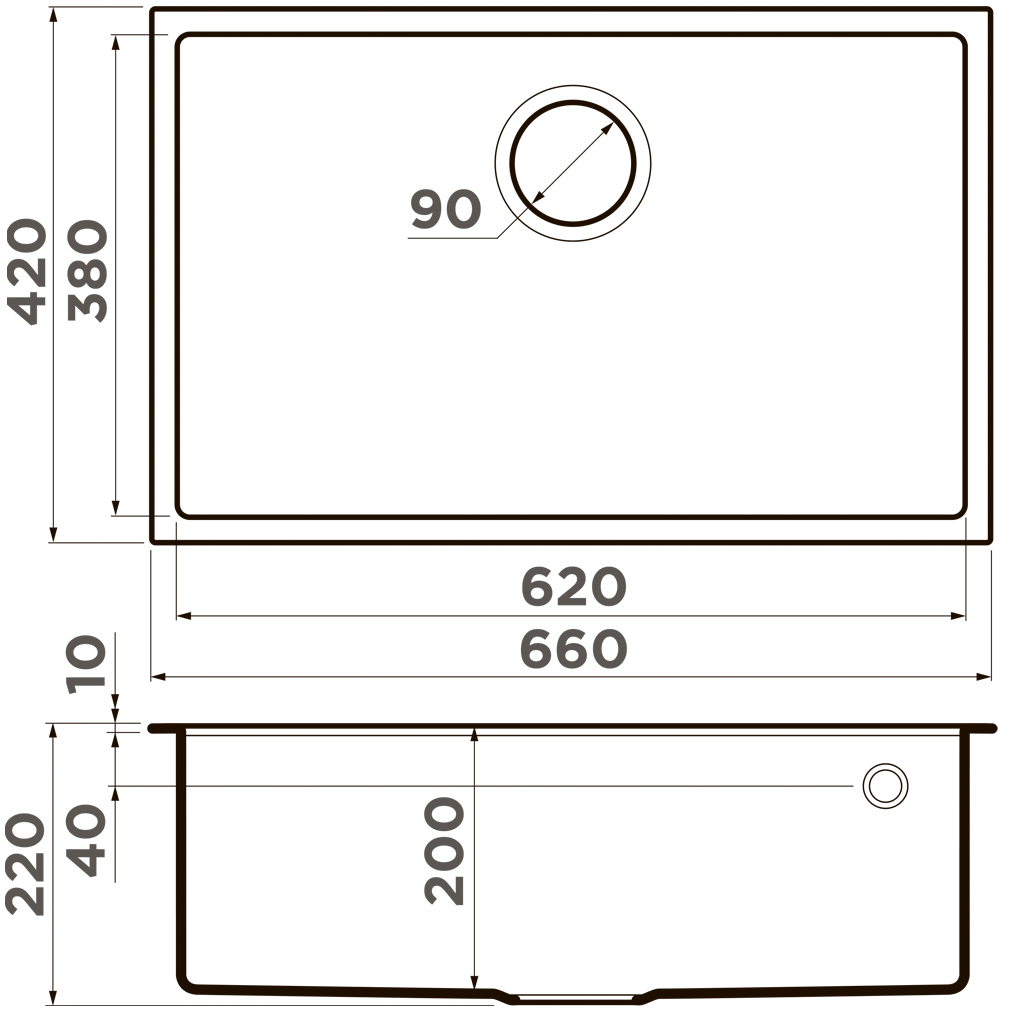 Мойка кухонная Omoikiri Tedori 66-U BL 4993972 Tetogranit, черный