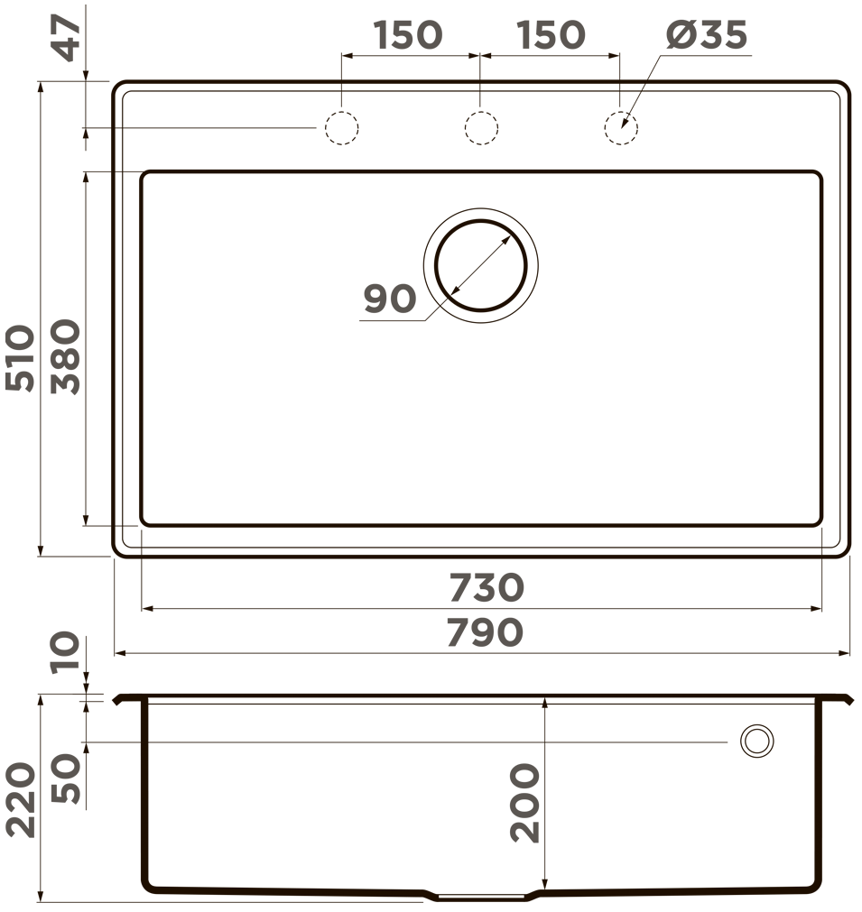 Мойка кухонная Omoikiri Tedori 79 WH 4993951 Tetogranit, белый