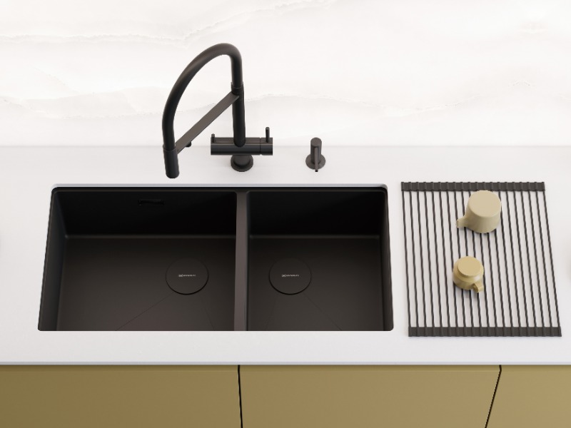 Мойка кухонная Omoikiri Taki 85-2-LB-U/IF Side GB 4997039 из нержавеющей стали, графит