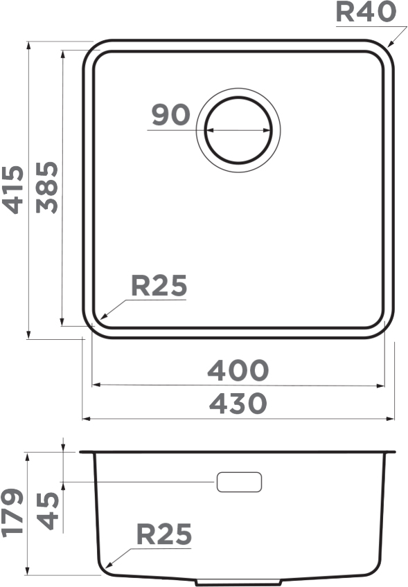 Мойка кухонная Omoikiri Omi 43-U/I Ultra GB 4997420 из нержавеющей стали, графит