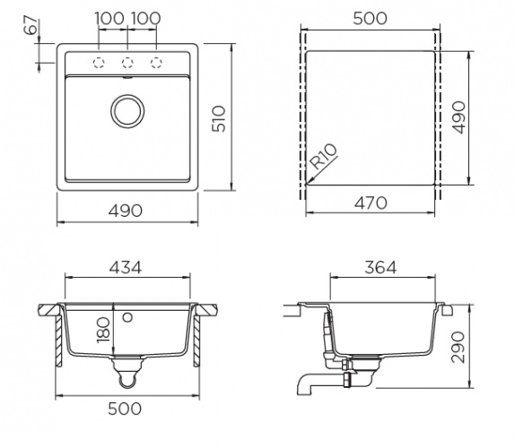 Мойка кухонная Schock Vero 50 700933 Cristadur, серебристый камень