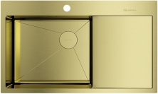 Мойка кухонная Omoikiri Akisame 86 Side L LG 4997045 из нержавеющей стали, светлое золото