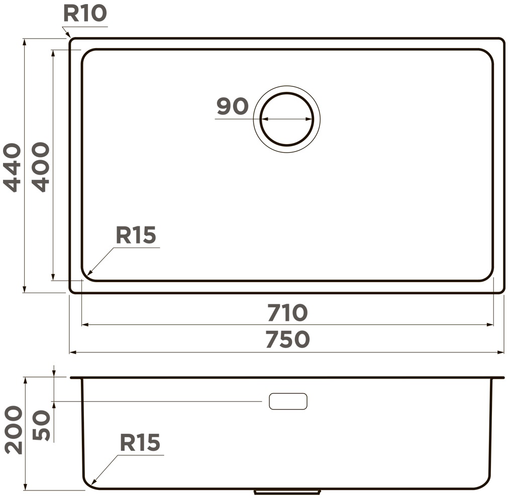 Мойка кухонная Omoikiri Tadzava 75-U/I Ultra 15 IN 4997119 из нержавеющей стали, нержавеющая сталь