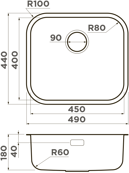 Мойка кухонная Omoikiri Omi 49-U/I LG 4993301 из нержавеющей стали, светлое золото