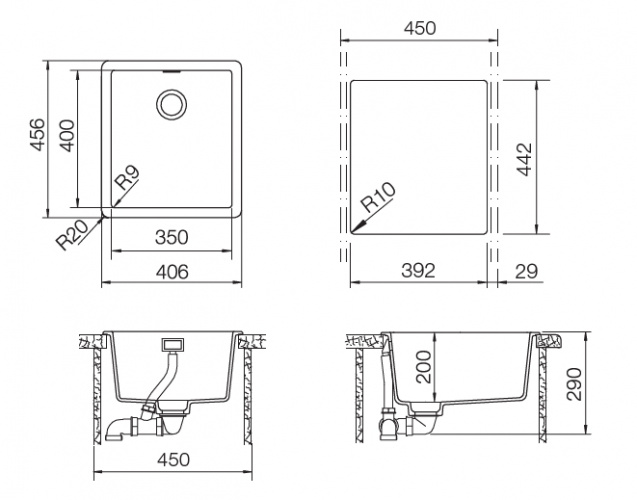 Мойка кухонная Schock Greenwich 45 700975 Cristadur, серебристый камень