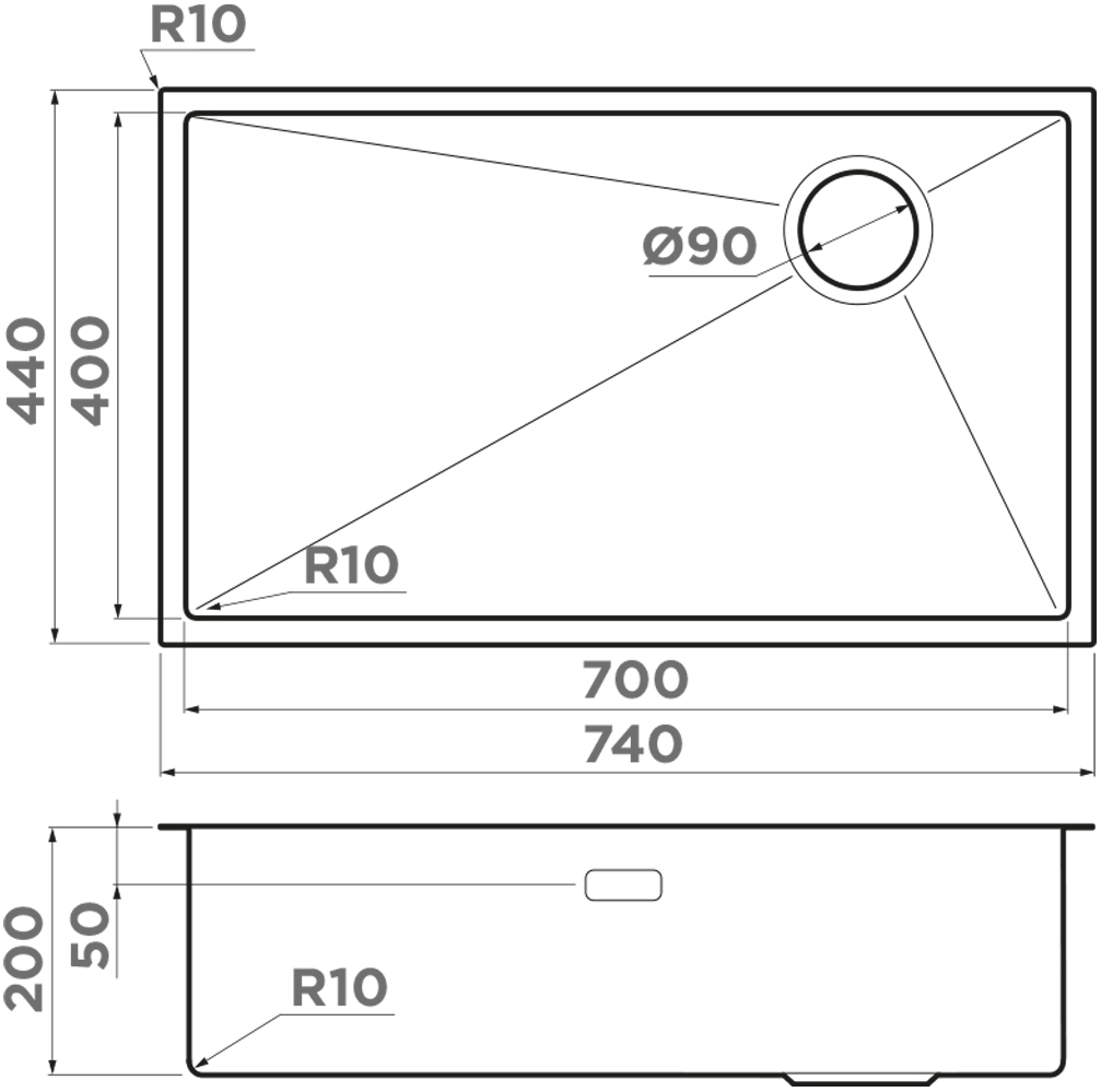 Мойка кухонная Omoikiri Taki 74-U/IF Side LG 4993171 из нержавеющей стали, светлое золото