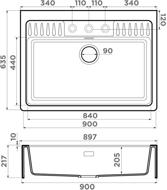 Мойка кухонная Omoikiri Kinokawa 90 GB 4993855 Artceramic, графит