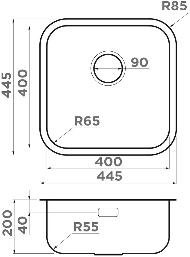 Мойка кухонная Omoikiri Omi 44-U/I Quadro IN 4993494 из нержавеющей стали, нержавеющая сталь