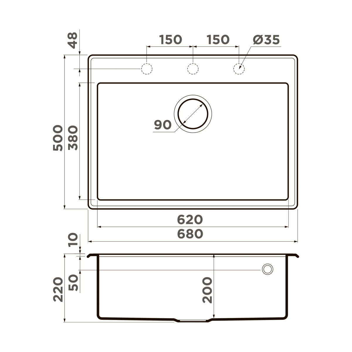Мойка кухонная Omoikiri Tedori 68 WH 4993967 Tetogranit, белый
