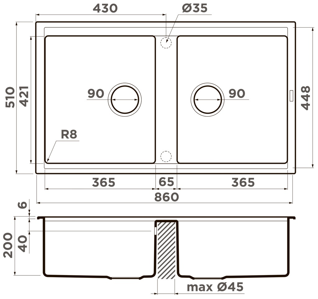 Мойка кухонная Omoikiri Kitagawa 86-2 GB 4993492 Artceramic, графит