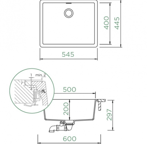 Мойка кухонная Schock Greenwich 60F 701037F Cristadur, пуро