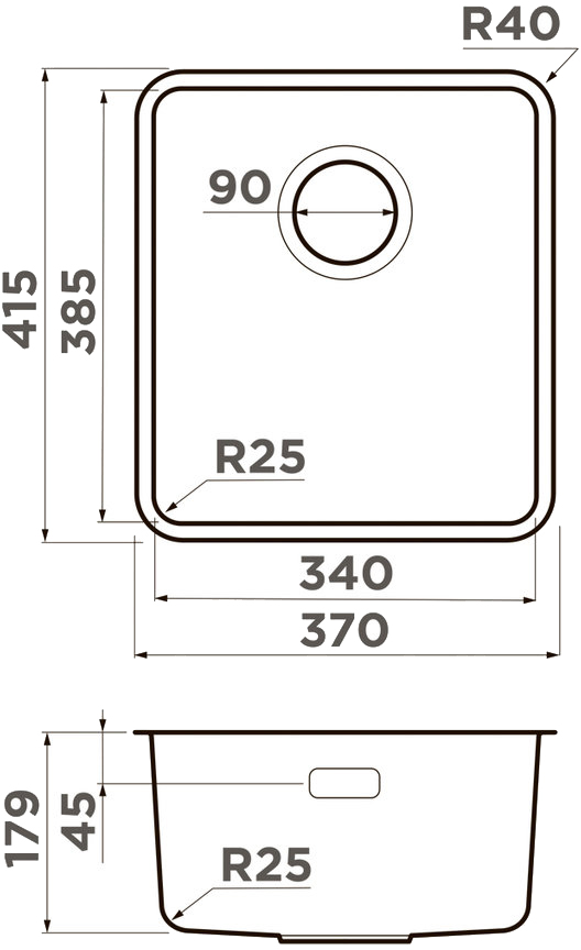 Мойка кухонная Omoikiri Omi 37-U/I Ultra GB 4997416 из нержавеющей стали, графит