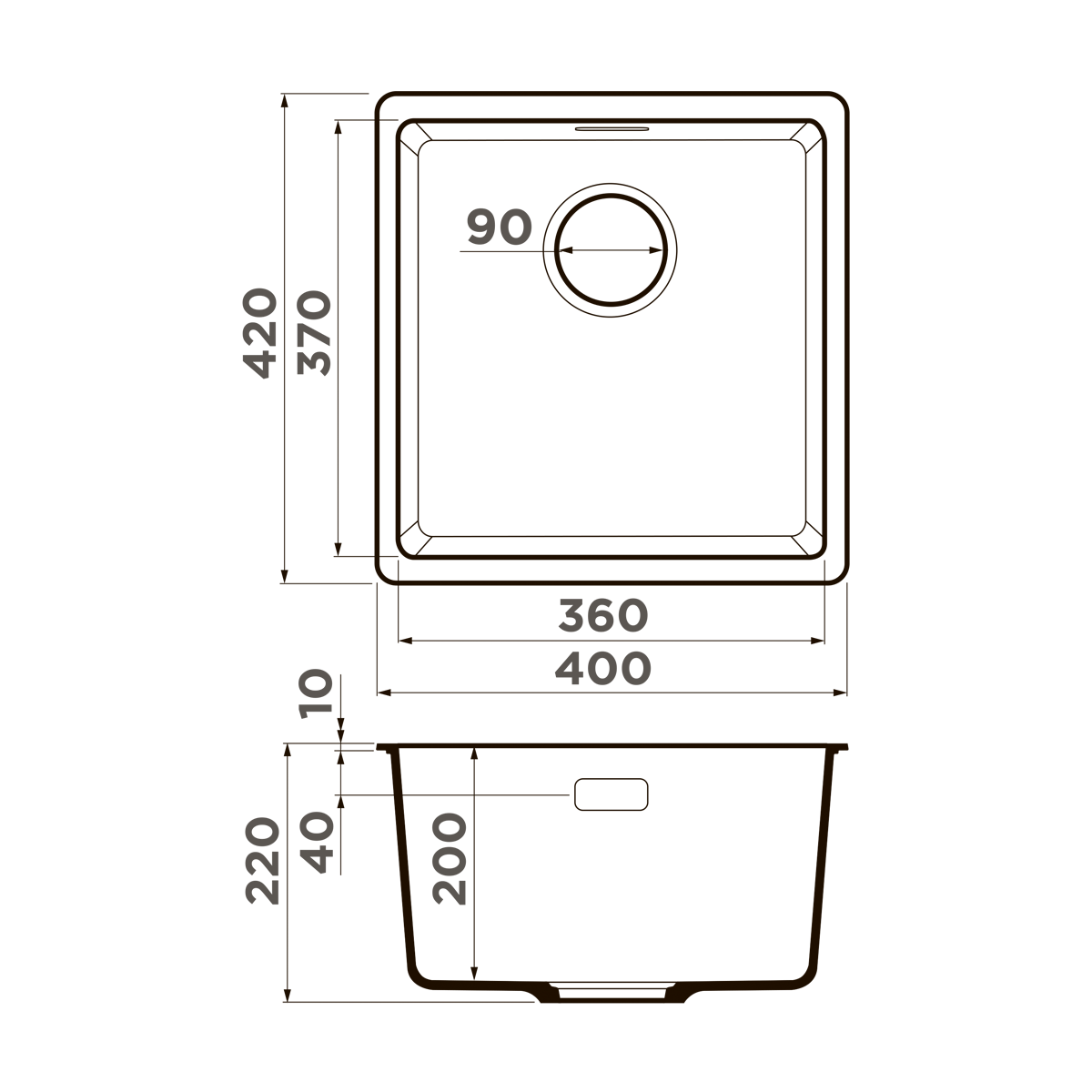Мойка кухонная Omoikiri Kata 40-U DC 4993395 Artgranit, темный шоколад