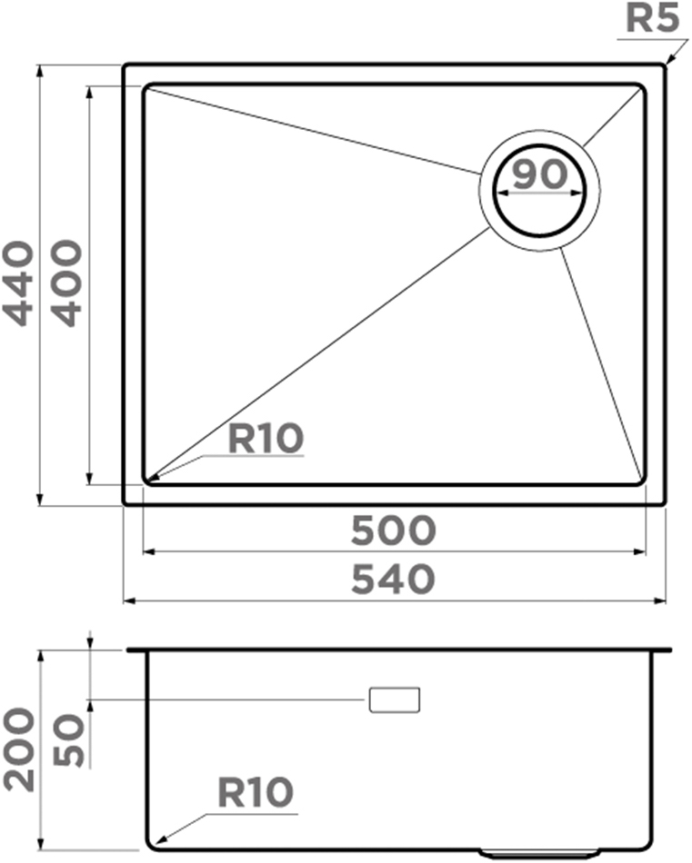Мойка кухонная Omoikiri Taki 54-U/IF Side SF GB 4997036 из нержавеющей стали, графит