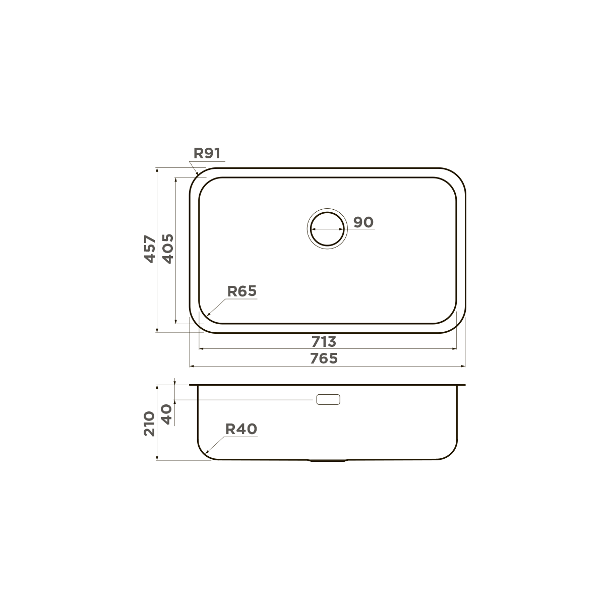 Мойка кухонная Omoikiri Omi 76-U/I IN 4993500 из нержавеющей стали, нержавеющая сталь