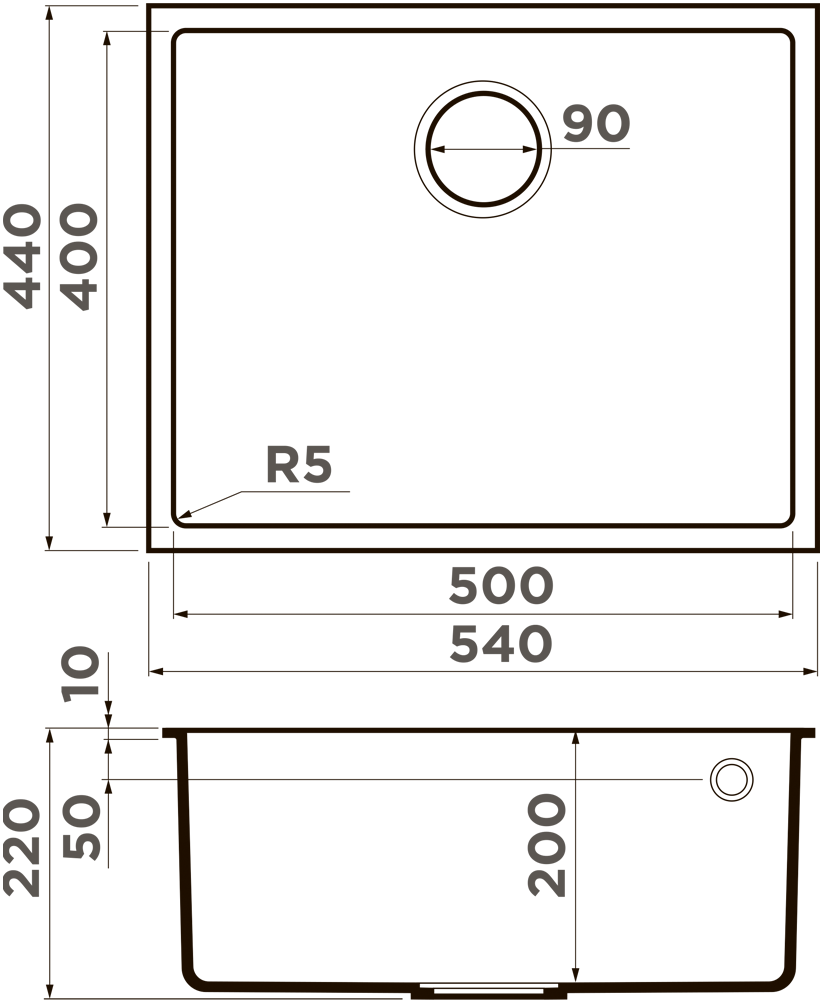 Мойка кухонная Omoikiri Bosen 54-U ES 4997208 Tetogranit, espresso