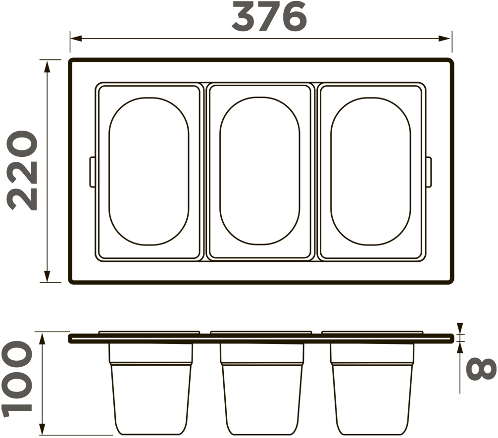 Контейнер Omoikiri DC-04-3 IN 4999087 для кухонной мойки, нержавеющая сталь