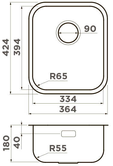 Мойка кухонная Omoikiri Omi 36-U/I IN 4993485 из нержавеющей стали, нержавеющая сталь