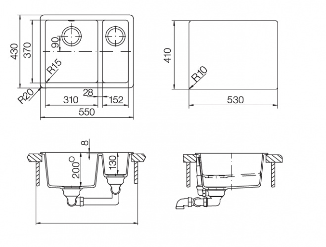 Мойка кухонная Schock Soho 60 Plus 700508 Cristadur, поларис