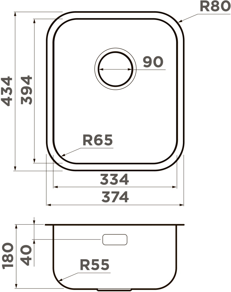 Мойка кухонная Omoikiri Omi 38-U/I IN 4997435 из нержавеющей стали, нержавеющая сталь