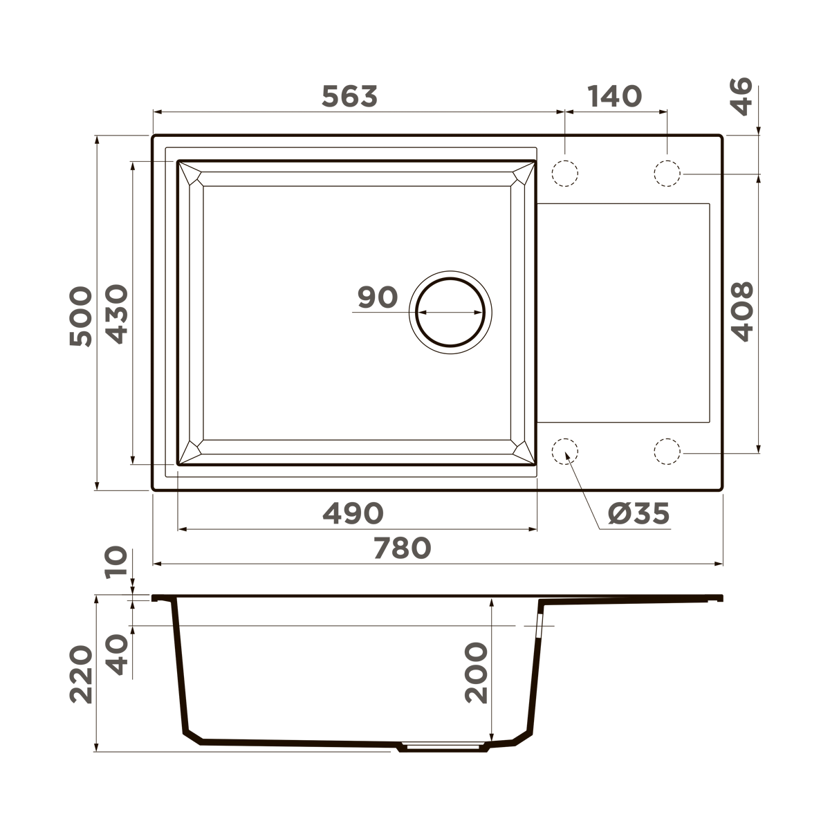 Мойка кухонная Omoikiri Sakaime 78-LB PL 4993907 Tetogranit, платина