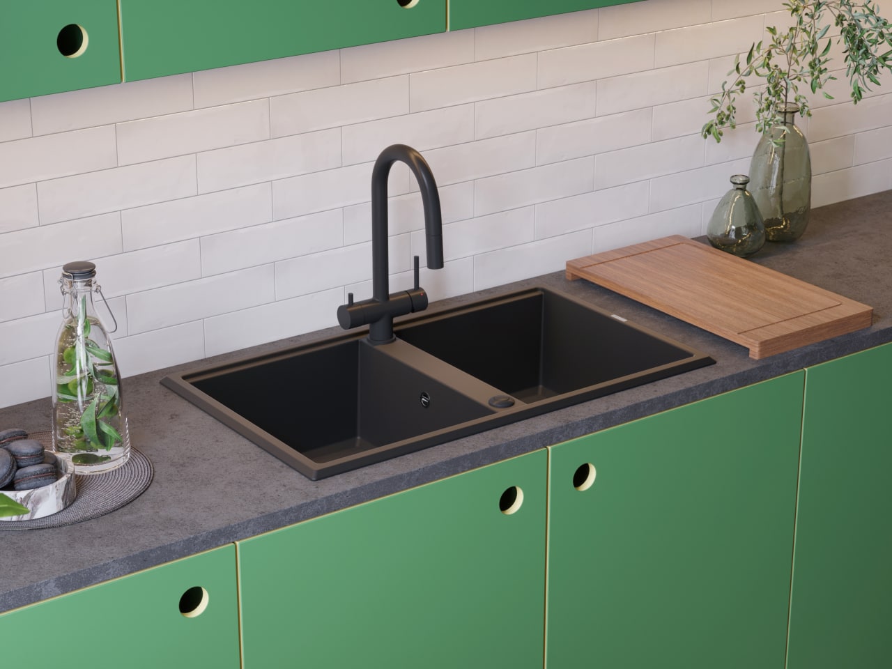 Мойка кухонная Omoikiri Tedori 86-2 BL 4993924 Tetogranit, черный
