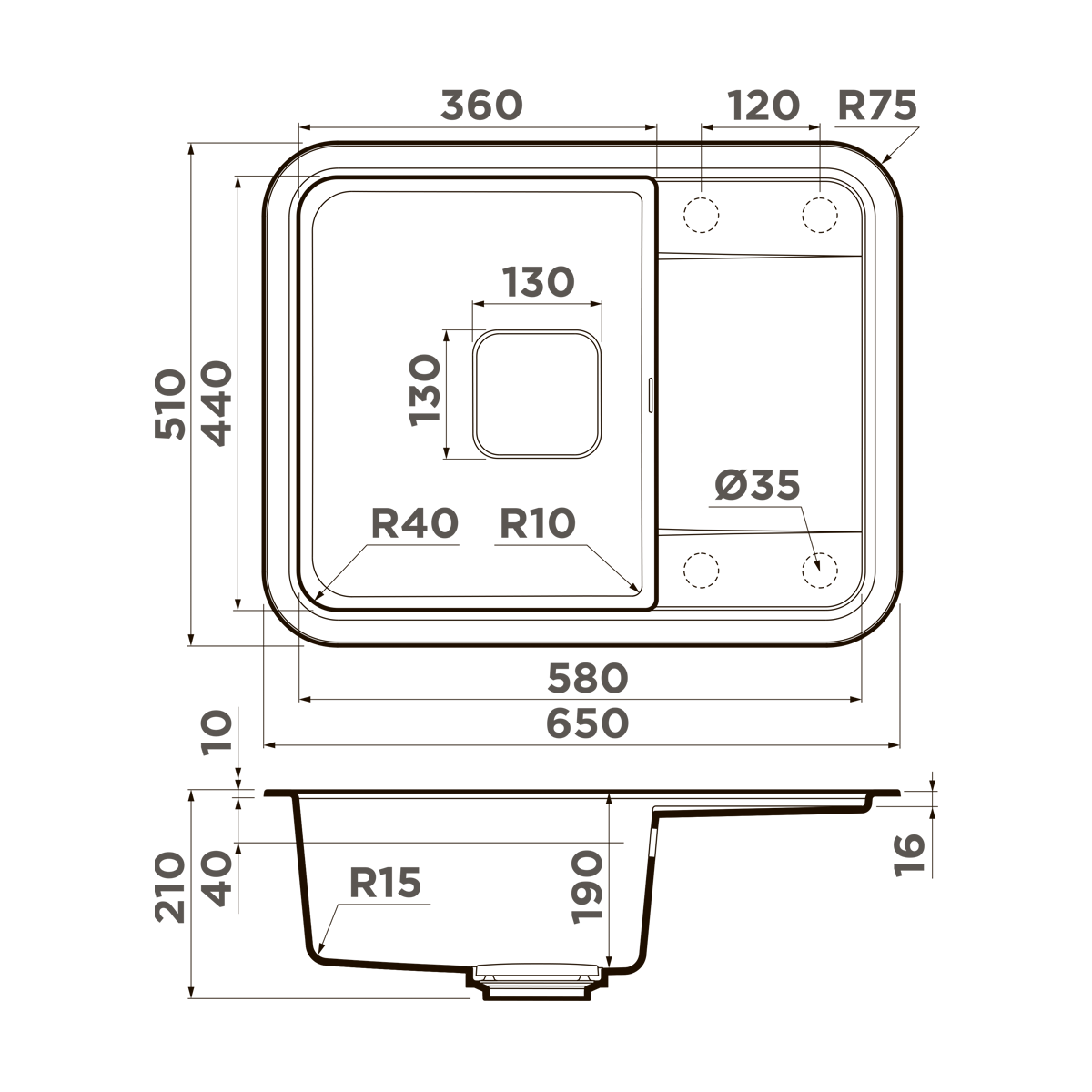 Мойка кухонная Omoikiri Tasogare 65 DC 4993489 Artgranit, темный шоколад