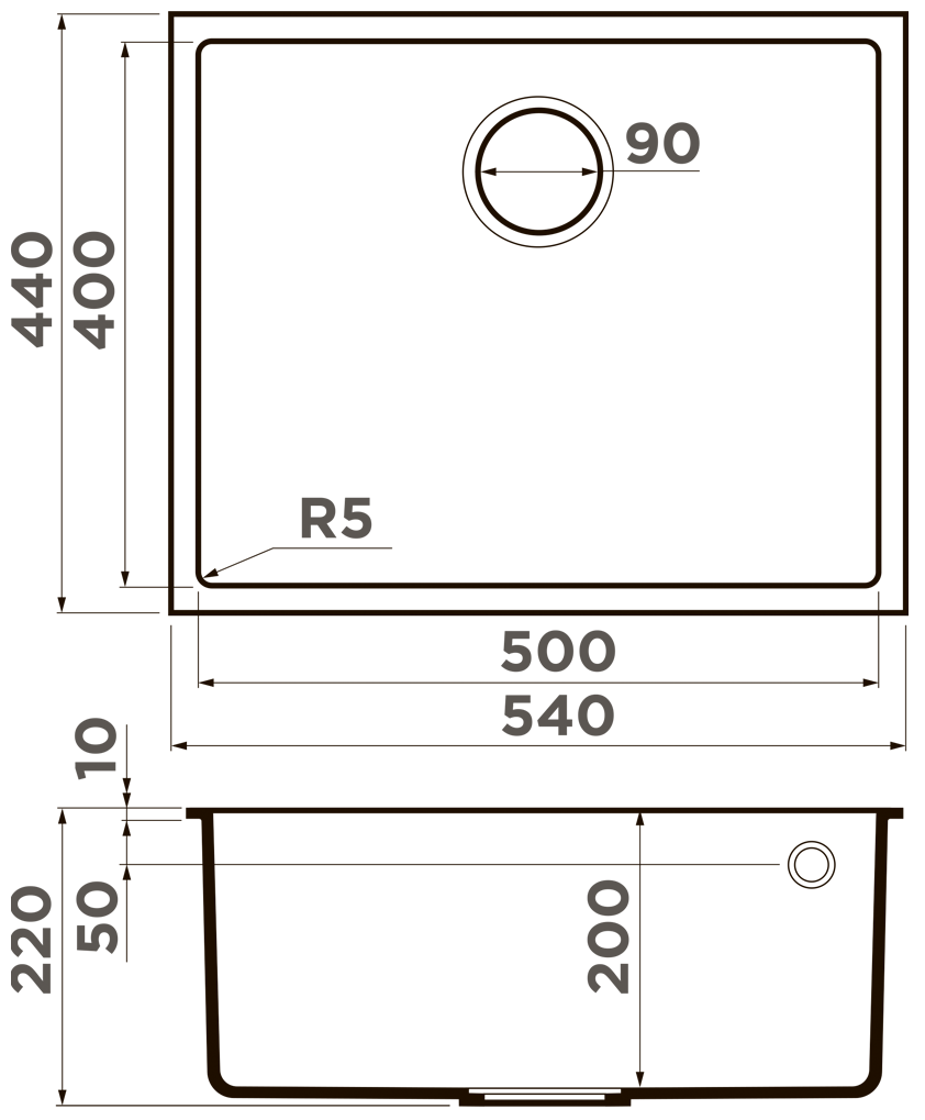 Мойка кухонная Omoikiri Bosen 54-U BL 4993161 Tetogranit, черный