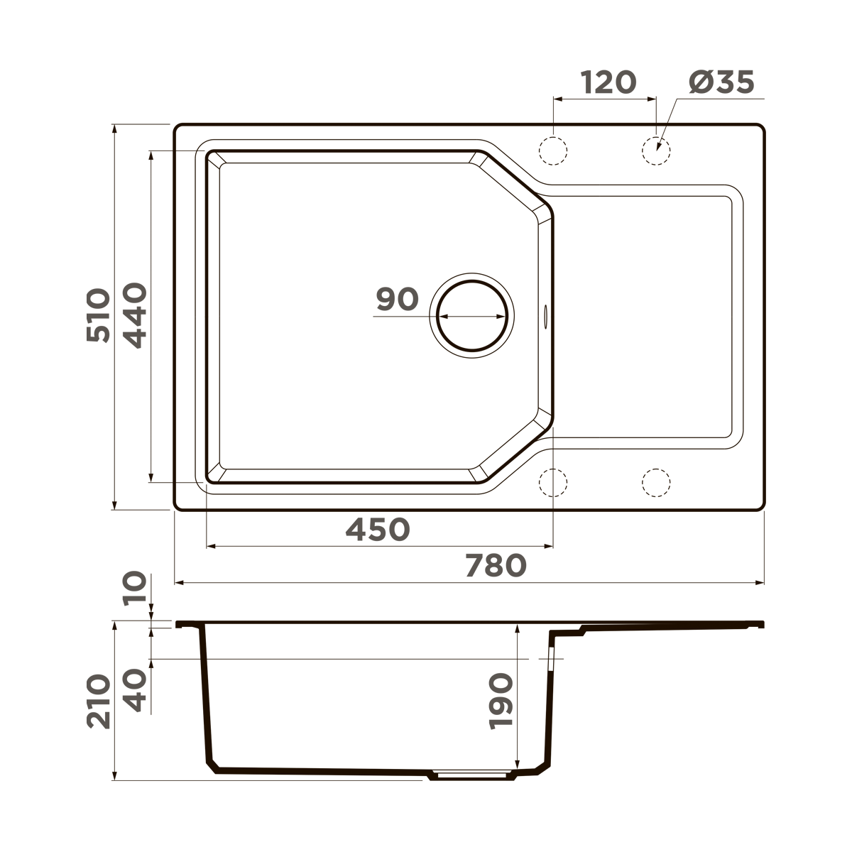 Мойка кухонная Omoikiri Yonaka 78-LB BL 4993341 Artgranit, черный