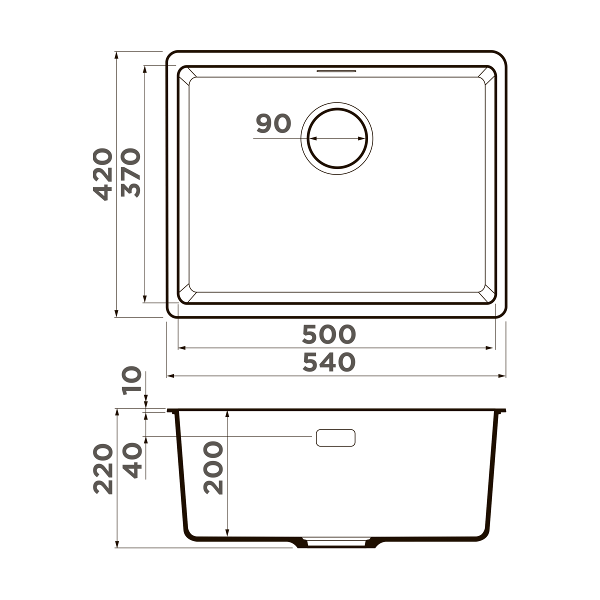 Мойка кухонная Omoikiri Kata 54-U DC 4993409 Artgranit, темный шоколад