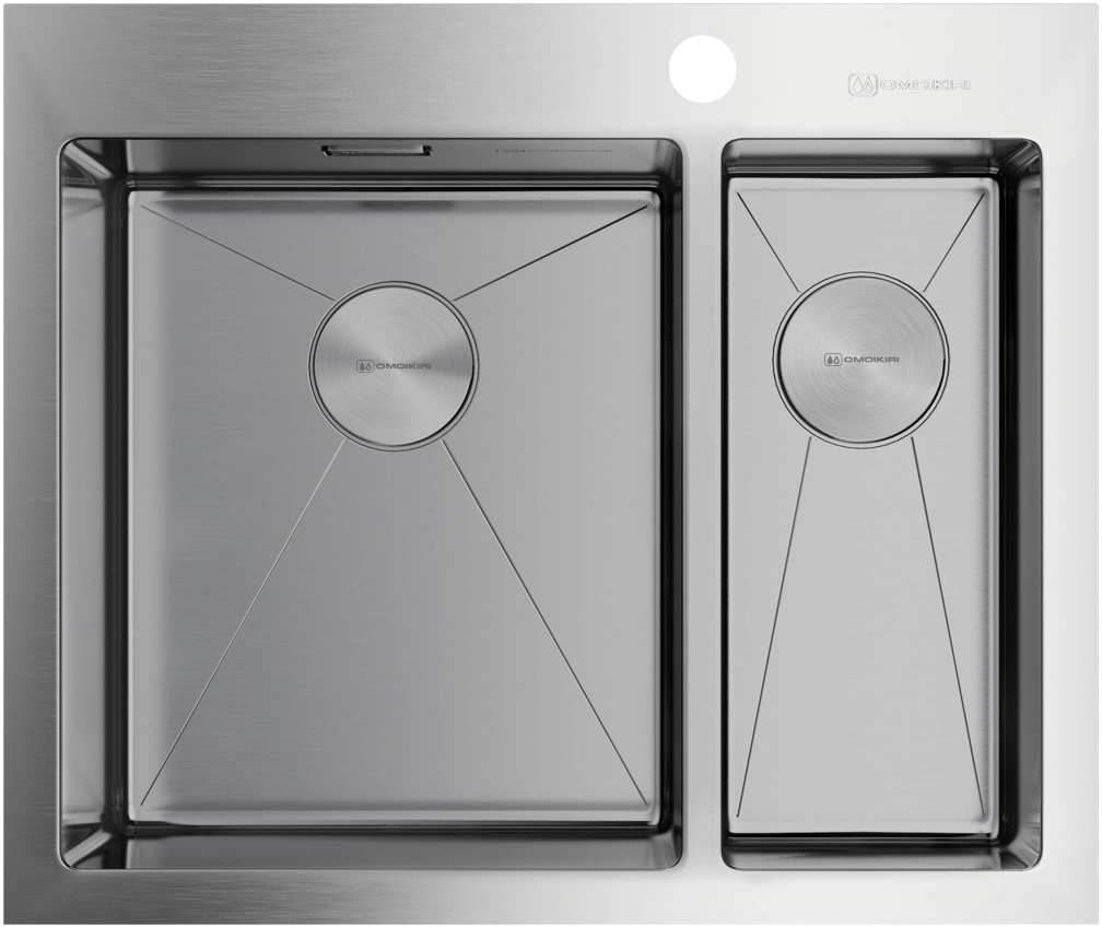 Мойка кухонная Omoikiri Akisame 60-2 L IN 4993775 из нержавеющей стали, нержавеющая сталь