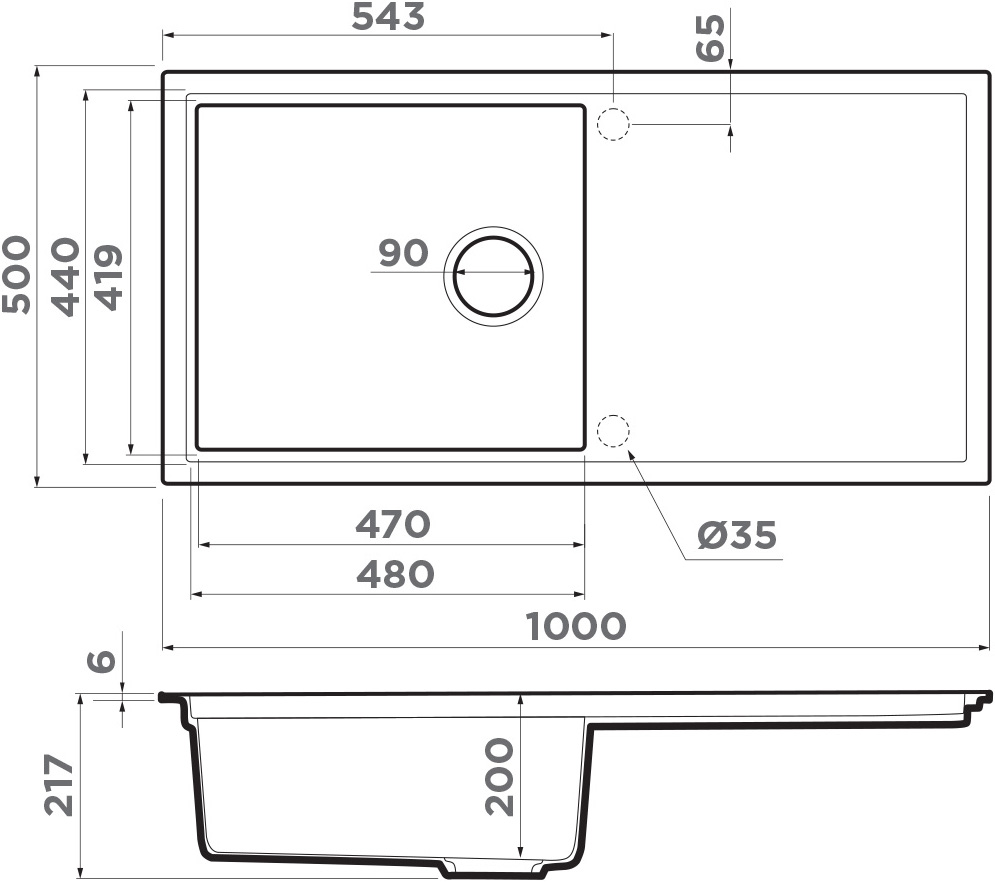 Мойка кухонная Omoikiri Sintesi 100 GB 4997125 Artceramic, графит